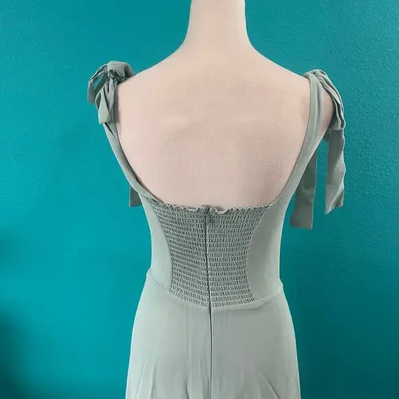Reformation Celadon Green Westerly Tie Strap Maxi Dress Bridesmaid Size 6 - Picture 7 of 10